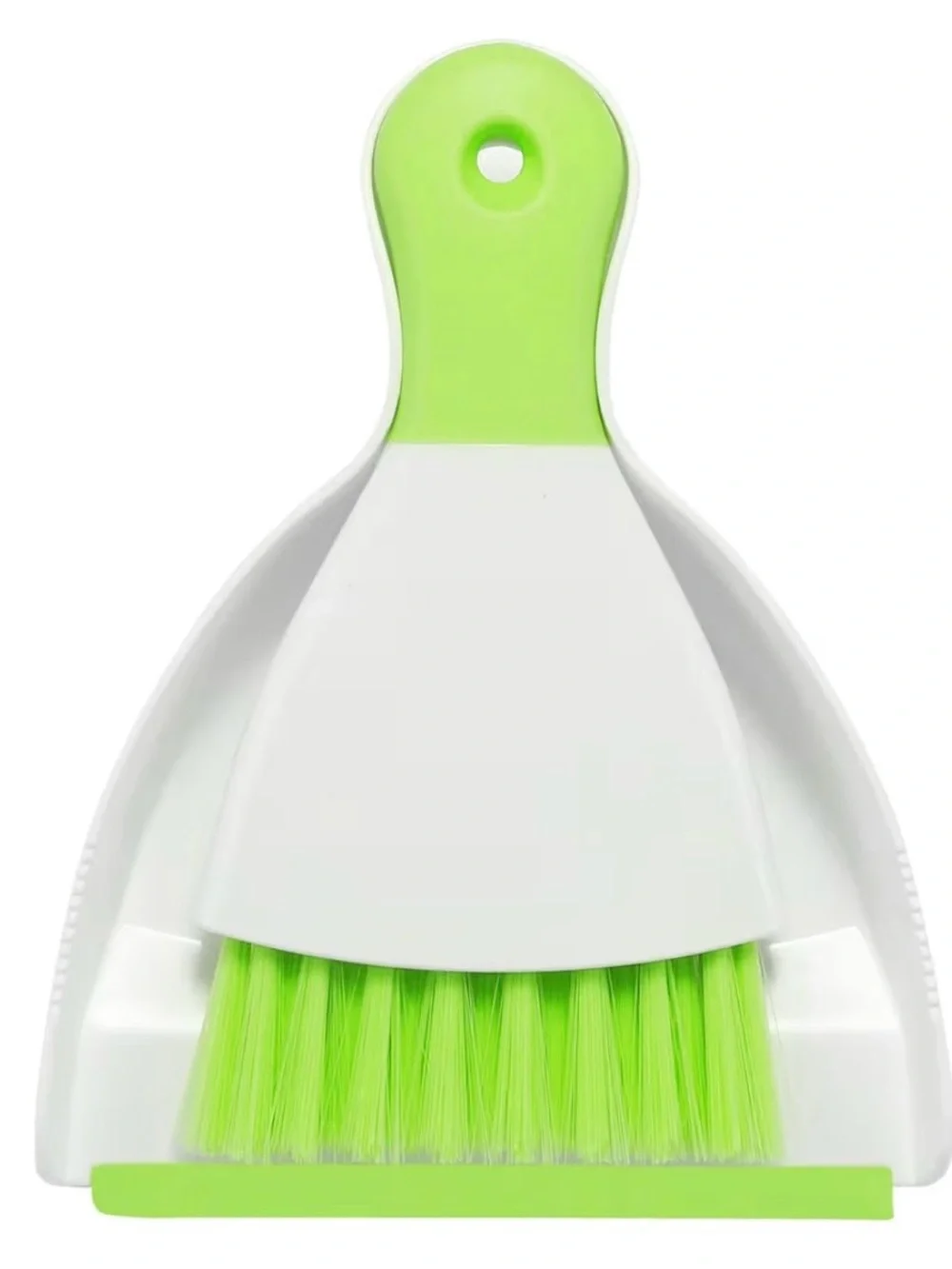 Compact Handheld Dustpan and Brush Set - Lime Green & White